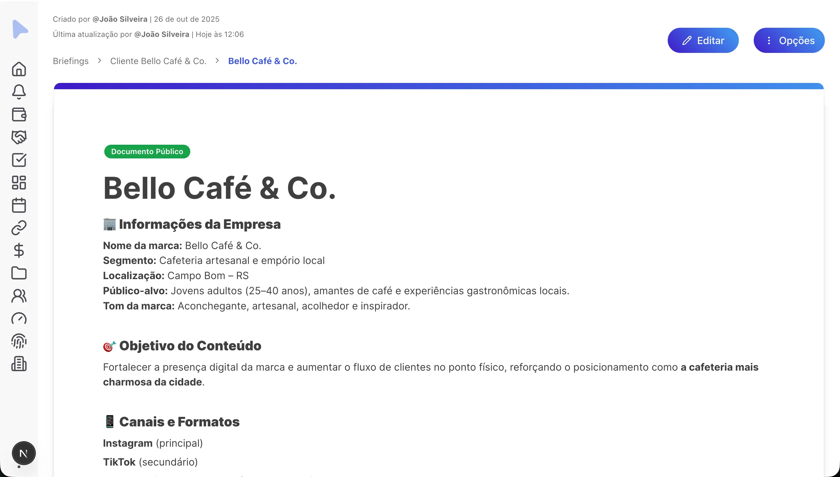 Edição de documentos no CliQa